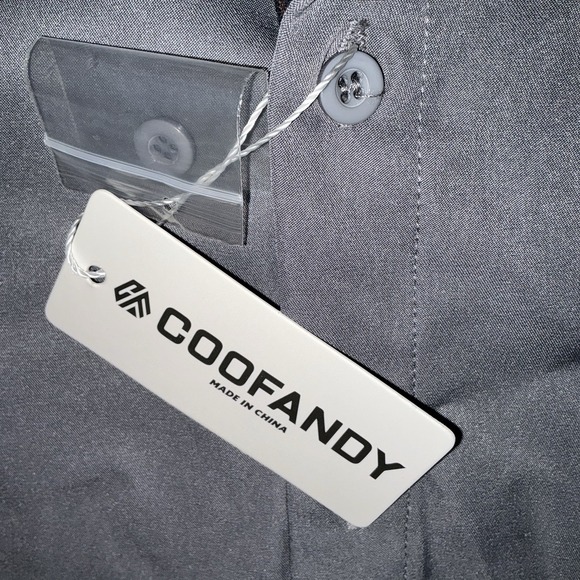 *NWT* COOFANDY Mens Button Down Casual Gray Short Sleeve Shirt Size Large - Picture 4 of 8